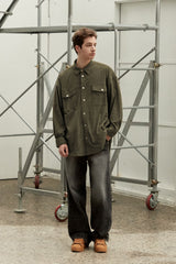 VINTAGE SUEDE SHIRT JACKET - KHAKI