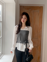 #BYレイヤードビスチェ＆シャツ+ストラップセット (2color)