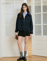 Nova Gold Button Short Trench jacket