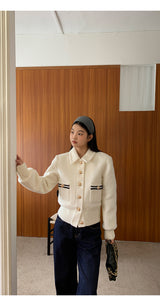 Gold button quilting jacket cardigan