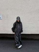 wet coating piping wide pants