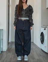 コンプローピンタックワイドデニムパンツ
