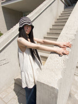 Stripe Cotton beanie-Black