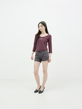 Nue 2Way 3/4 Tie T-Shirt Cherry