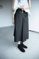 strap shirring cotton midi skirt(2colors)