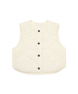 Women’s Clover Heart Quilted Short Vest Light Yellow