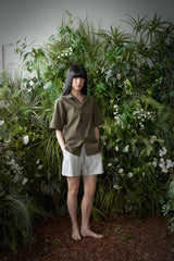 STRIPE L-C TAILORED 1/2 SHIRT (Khaki)