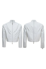 Waxed Studded Zip Jacket