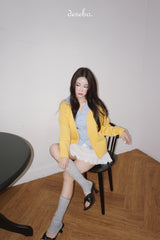 yellow wool lovely long-sleeved cardigan