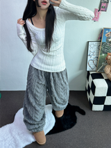 SHEEP CURLY🐏 SOFTY JOGGER OANTS 🐏🖤🩶🧸3COLOR