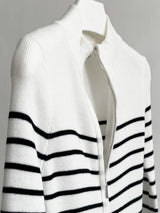 Stand Collar Stripe Long Sleeve Zip-Up