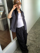 [MADE] Kinto string two-way linen wide denim wide jogger pants