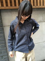 Hiche Stripe Basic Pocket Shirt