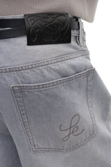 Pleated Washed Jeans