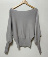 (100% COTTON) ボートネックチックリップUネックオフショルダースリムニット - 3 COLOR