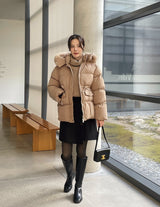 Cerny String Fur Hooded Short Padded Jumper
