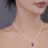 Petit Bear Pearl Necklace_Purple