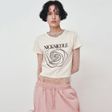 NICOLE ROSE PRINTING CROP TOP_BEIGE BROWN