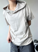Even Halter Neck Hooded Button Loose Fit T-Shirt 4color