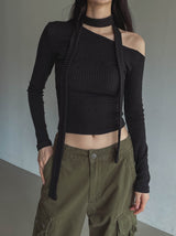 Linna Unbalanced Shoulder Scarf Long Sleeve