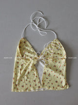 Flower Backless Bustier Blouse