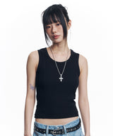 Ribbed Cutout Sleeveless - Black