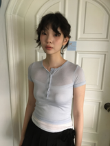 チューブ レイヤー ヘンリーネック Tシャツ (3color)