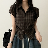 Motsu Check Side String Short Sleeve Shirt