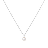 silver pearl drop pendant rhodium plating + 925 silver necklace N065-01H
