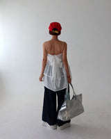 double ribbon jacquard bustier long blouse