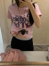 Tiny Summer Comes Strar レタリング半袖Tシャツ