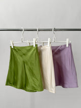 color silk flare midi skirt