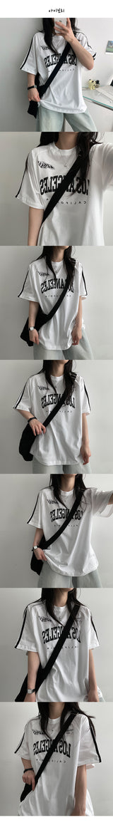 [H&L] Zenro Trackline Sporty Short-Sleeved T-shirt
