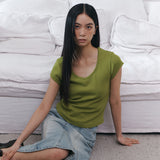 C 90S LINE V-NECK HALF-SLEEVE T-SHIRT_OLIVE