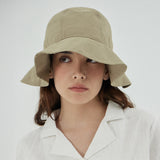 VA Curved Logo Round Frill Bucket Hat / Beige
