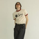 Shooting star Ringer tee @ Ivory * red