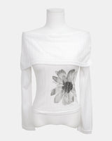 ベランシャーリングオフショルダーロングスリーブTシャツ