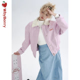 Why Berry 22AW "Pull Girl Leather Jacket"ピンクショルダークッションレザージャケットアメリカンショートコートジャケット