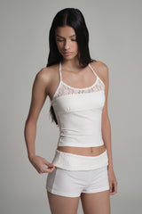 Caramel lace cami top, White