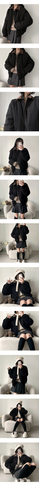 Neming Golden Collar Quilted Short Jacket