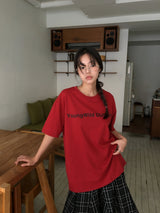 YWD ロゴTシャツ_シグネチャーレッド