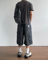 Patch Stripe Bermuda Denim Pants