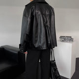 ENOC Box Oversized Fit Leather Jacket