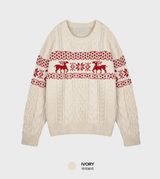 Jake Nordic Cable Overfit Round Long Sleeve Knit