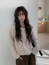 Lekin Color Matching One-Shoulder Knit
