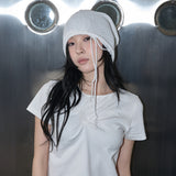 LONG STRING MESH BEANIE (WHITE)