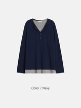 Moro Dual Layered Henley Neck Long Sleeve 4C
