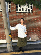 Smoke applique midi skirt (3color)