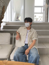 ファロン チェックロールアップ半袖シャツ3C