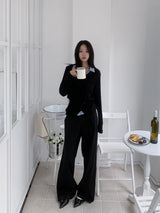 Troye Strap Point Semi-Formal Wide Long Pants (3 Colors)